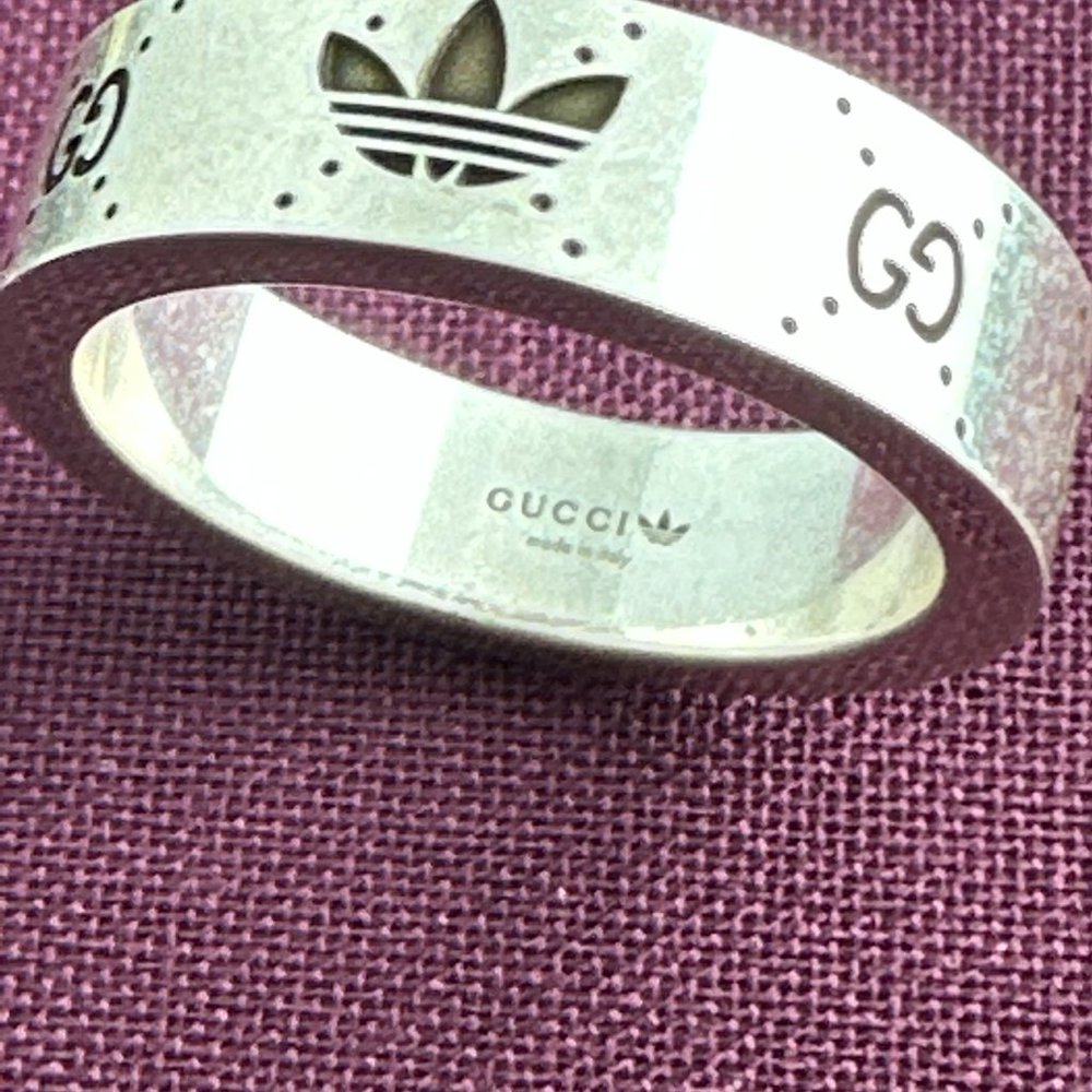 Gucci x Adidas Engraved Silver Ring NEW IN BOX - Picture 5 of 11